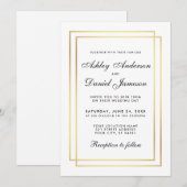 Elegant Modern Wedding Black and White Uitnodiging (Voorkant / Achterkant)