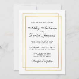 Elegant Modern Wedding Black and White Uitnodiging