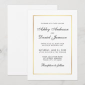 Elegant Modern Wedding Black and White Uitnodiging (Voorkant / Achterkant)