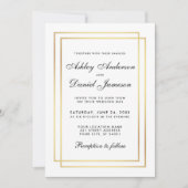 Elegant Modern Wedding Black White Gold Uitnodigin Kaart (Voorkant)