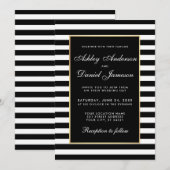 Elegant Modern Wedding Black White Striped Invite Kaart (Voorkant / Achterkant)