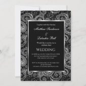 Elegant Modern Wedding Black White Uitnodiging (Voorkant)