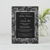 Elegant Modern Wedding Black White Uitnodiging (Staand voorkant)