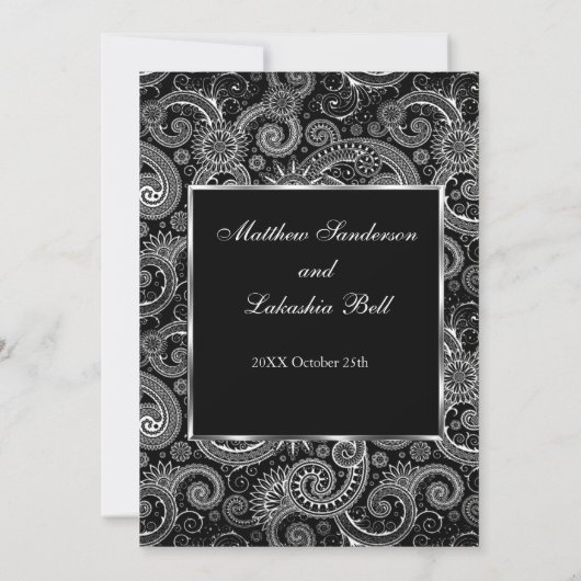 Elegant Modern Wedding Black White Uitnodiging (Achterkant)