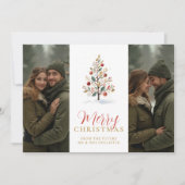 Elegant Modern Wedding Christmas Tree 2-Photos Save The Date (Voorkant)