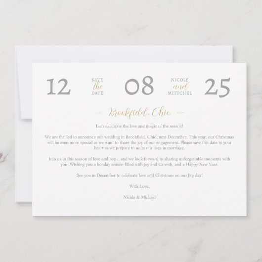 Elegant Modern Wedding Christmas Tree Save The Date (Achterkant)
