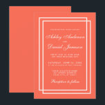 Elegant Modern Wedding Coral White Kaart<br><div class="desc">Moderne Elegant Simple Geometric Wedding Coral and White Lijsten Invitation Kaart</div>