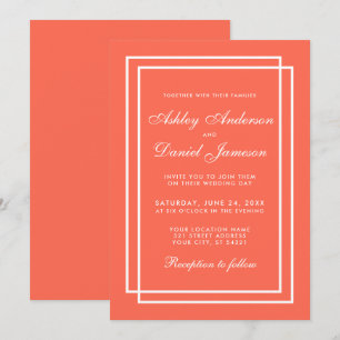 Elegant Modern Wedding Coral White Kaart
