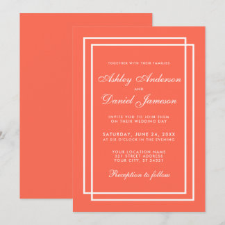 Elegant Modern Wedding Coral White Kaart