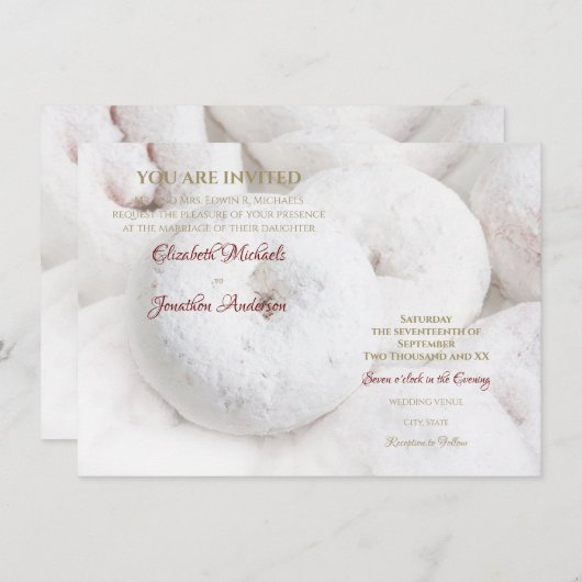 Elegant Modern Wedding Etheral White Doughnoten Kaart (Voorkant / Achterkant)
