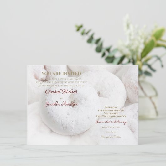 Elegant Modern Wedding Etheral White Doughnoten Kaart (Staand voorkant)