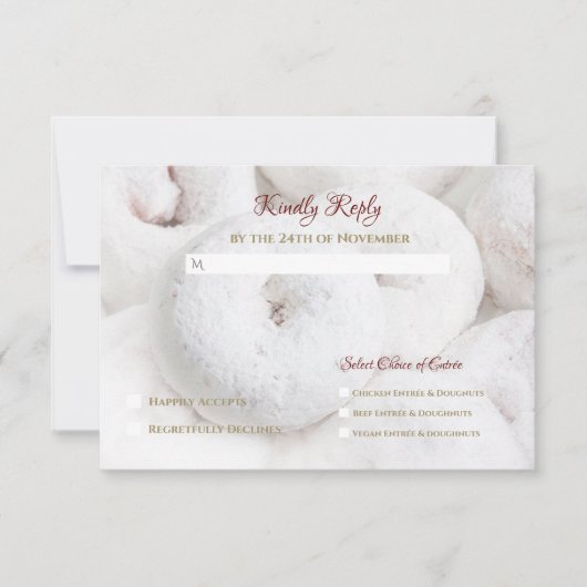 Elegant Modern Wedding Etheral White Doughnoten RSVP Kaartje (Voorkant)