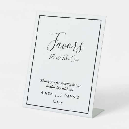 Elegant Modern Wedding Favors Sign Reclamebord Met Voetstuk (Voorkant)