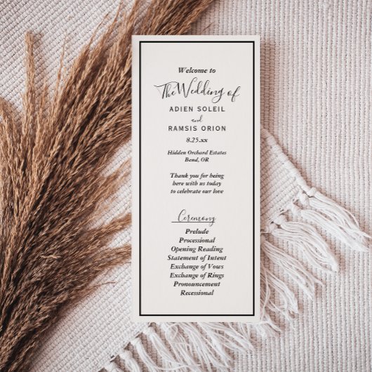 Elegant Modern Wedding Flat Program Programmakaart