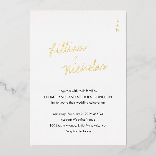 Elegant Modern Wedding Folie Uitnodiging (Voorkant)