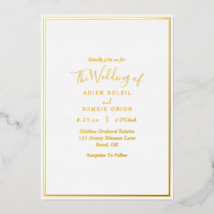 Elegant Modern Wedding Gold Foil Uitnodiging