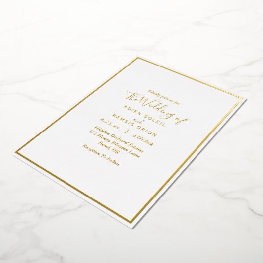 Elegant Modern Wedding Gold Foil Uitnodiging (Gedraaid)