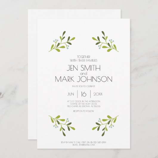 Elegant Modern Wedding Invitation. Kaart (Voorkant / Achterkant)