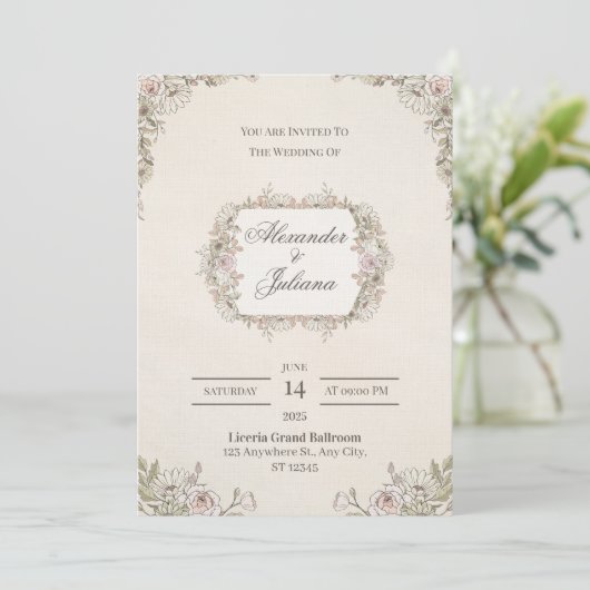 Elegant Modern Wedding Invitation | Timeless Kaart (Staand voorkant)