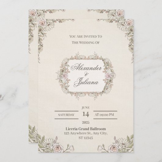 Elegant Modern Wedding Invitation | Timeless Kaart (Voorkant / Achterkant)