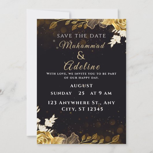 Elegant Modern Wedding Invite – Black & White Feestdagenkaart (Voorkant)