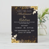 Elegant Modern Wedding Invite – Black & White Feestdagenkaart (Staand voorkant)