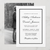 Elegant Modern Wedding Invite Black & White Foto Kaart (Voorkant / Achterkant)