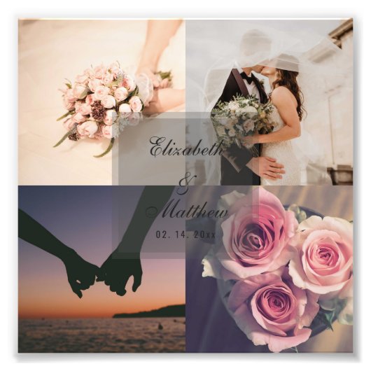 Elegant Modern Wedding Jubileum Bride en Groom Foto Afdruk (Voorkant)