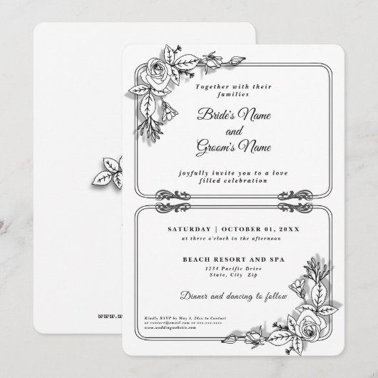 Elegant Modern Wedding Kaart (Voorkant / Achterkant)