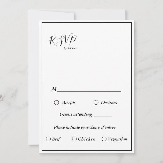 Elegant Modern Wedding Menu Keuze RSVP 5x7 Kaart (Voorkant)