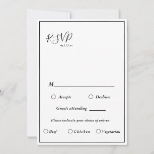Elegant Modern Wedding Menu Keuze RSVP 5x7 Kaart