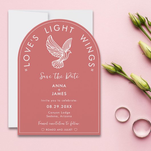 Elegant Modern Wedding Minimalistisch Roos Roze Qu Kaart