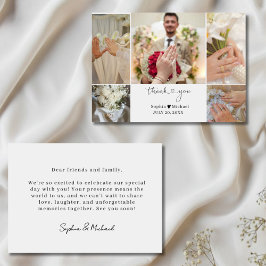 Elegant Modern Wedding Photo Collage ThankYou Card Bedankkaart