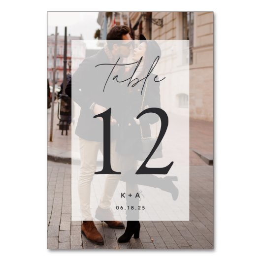 Elegant Modern Wedding Photo Initialen & Date Kaart (Achterkant)