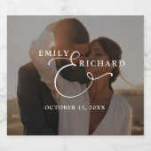 Elegant Modern Wedding Photo Sparkling Wijnetiket (Enkel label)