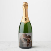 Elegant Modern Wedding Photo Sparkling Wijnetiket (Voorkant)