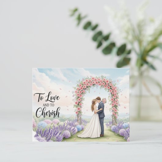 Elegant modern wedding postcard briefkaart (Staand voorkant)