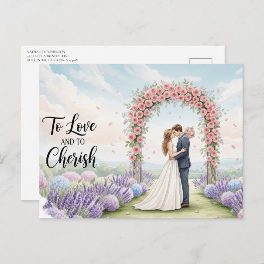 Elegant modern wedding postcard briefkaart (Voorkant / Achterkant)
