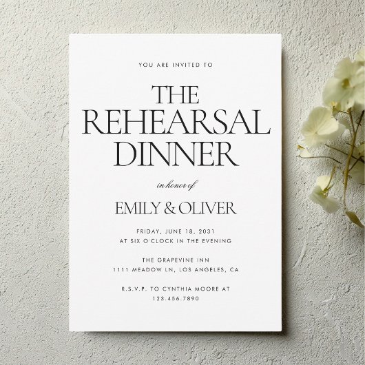 Elegant Modern Wedding Rehearsal Dinner Kaart