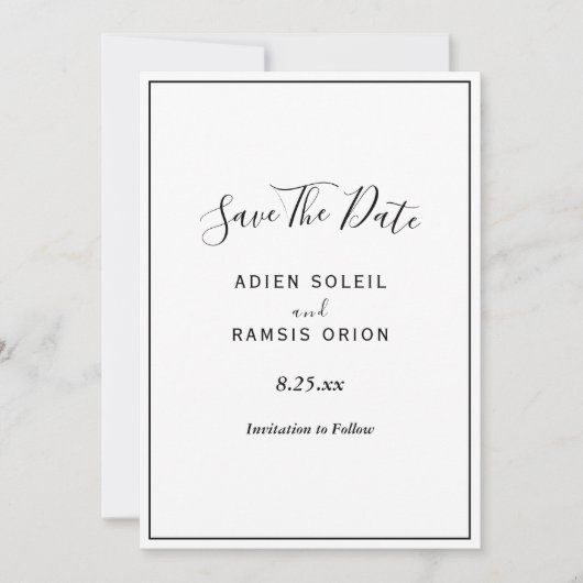 Elegant Modern Wedding Save the Date (Voorkant)