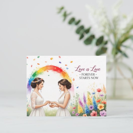 Elegant modern wedding Save The Date postcard Briefkaart (Staand voorkant)