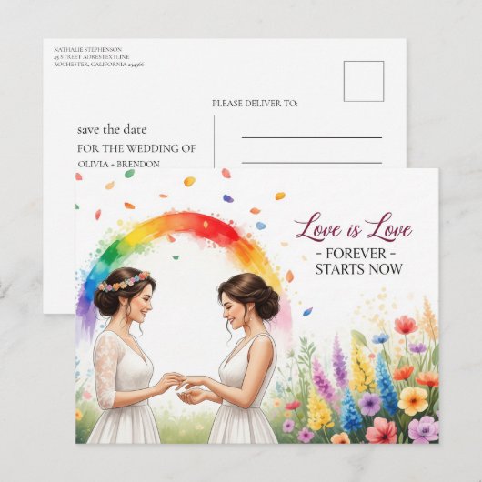 Elegant modern wedding Save The Date postcard Briefkaart (Voorkant / Achterkant)