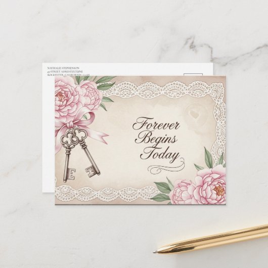 Elegant modern wedding Save The Date postcard Briefkaart (Voorkant / Achterkant in situ)