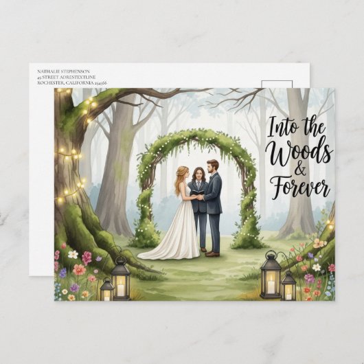 Elegant modern wedding Save The Date postcard Briefkaart (Voorkant / Achterkant)