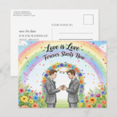 Elegant modern wedding Save The Date postcard Briefkaart (Voorkant / Achterkant)