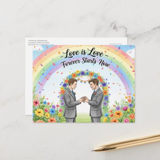 Elegant modern wedding Save The Date postcard Briefkaart (Voorkant / Achterkant in situ)