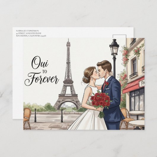 Elegant modern wedding Save The Date postcard Briefkaart (Voorkant / Achterkant)
