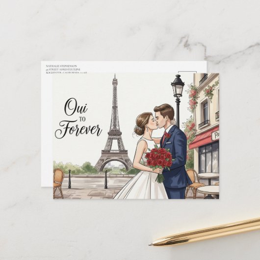 Elegant modern wedding Save The Date postcard Briefkaart (Voorkant / Achterkant in situ)