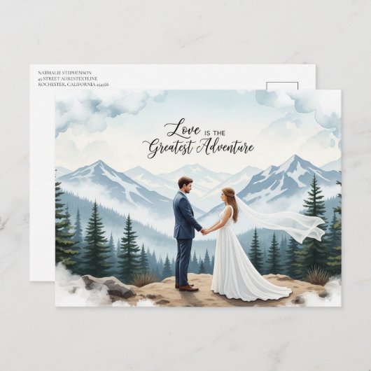 Elegant modern wedding Save The Date postcard Briefkaart (Voorkant / Achterkant)