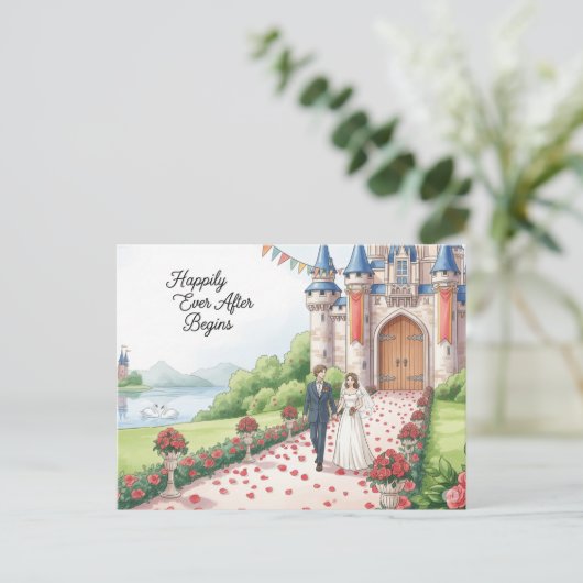 Elegant modern wedding Save The Date postcard Briefkaart (Staand voorkant)